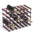 30 Bottle Dark European Wood and Steel Wine Rack